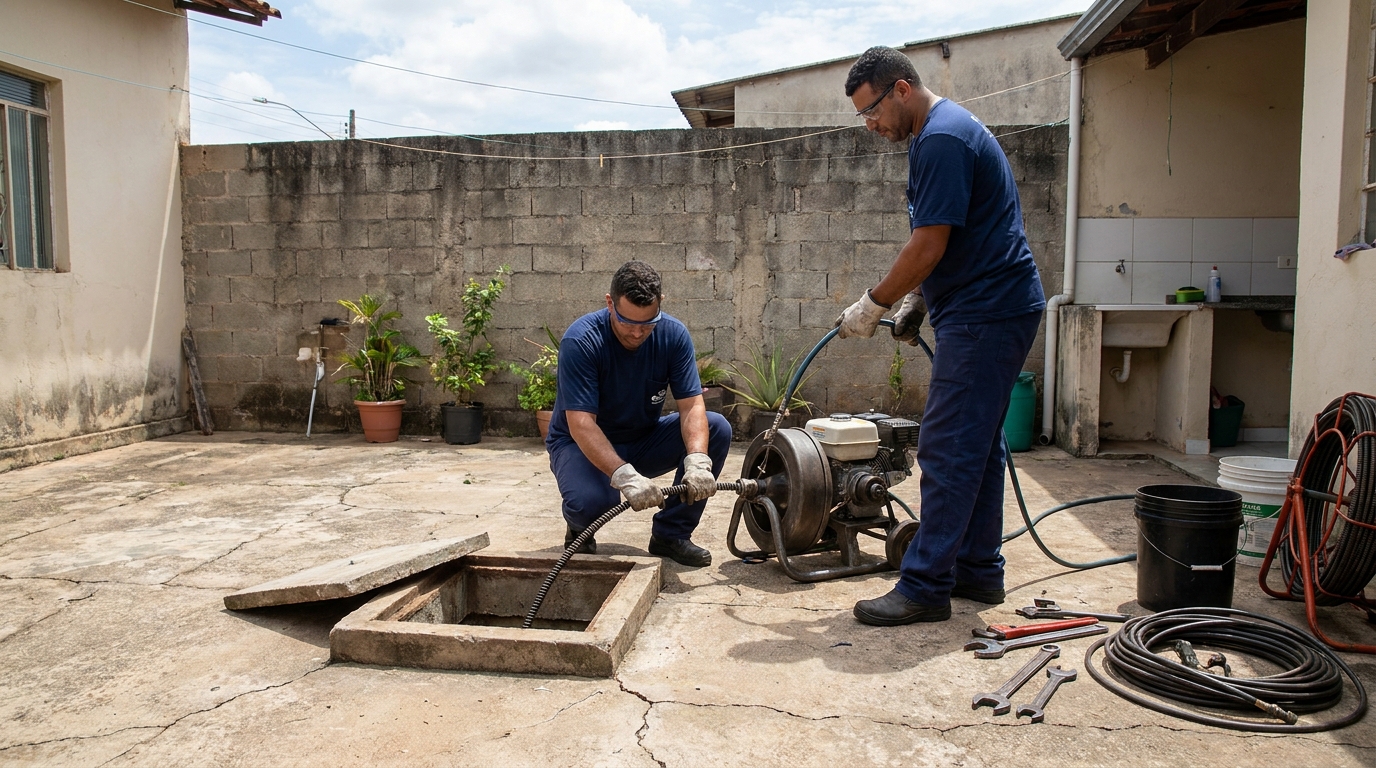 Desentupimento de esgoto residencial em Teresina‑PI
