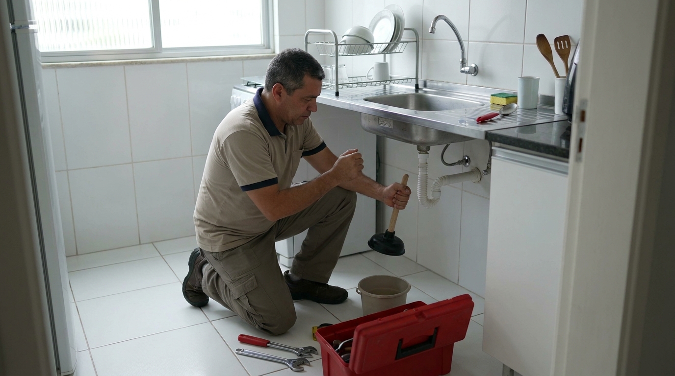 Desentupimento de pia residencial em Teresina‑PI