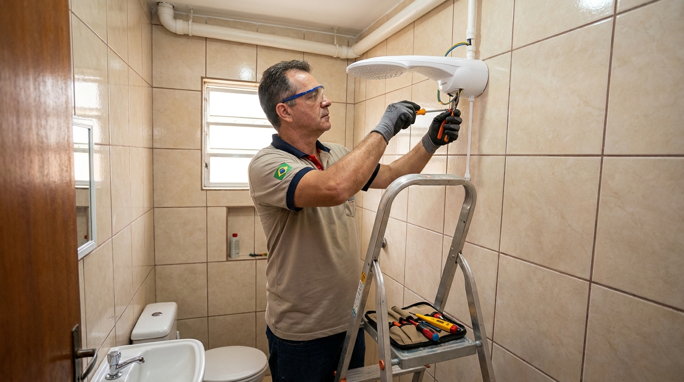 Instalação de chuveiro no banheiro em Teresina‑PI